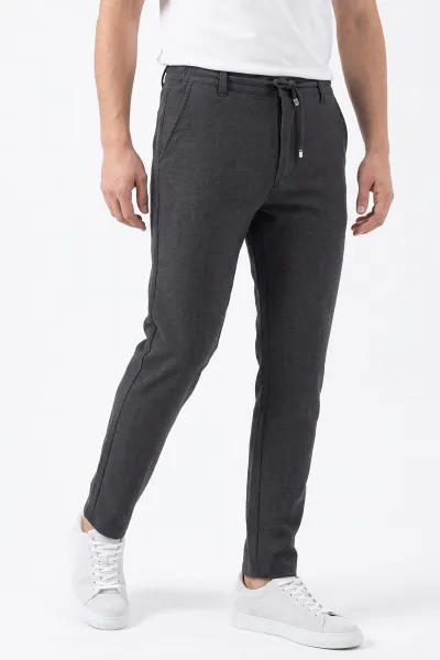Füme Slim Fit Belden Bağlamalı Erkek Pantolon 493199