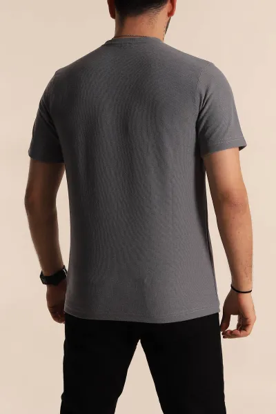Füme Slim fit Desenli Yazı Detay Erkek Tişört 268628