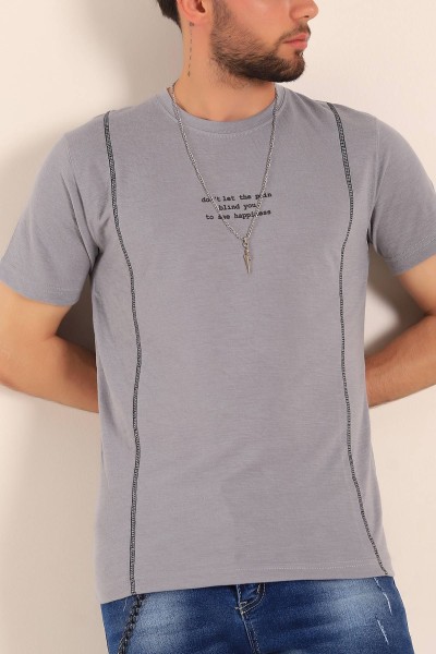 Füme Slim Fit Dikiş Detay Erkek Tişört 190158