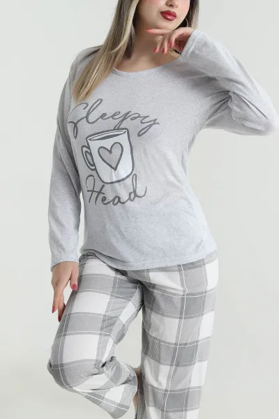 Füme Süprem Uzun Kol Kadın Pijama Takımı 493639