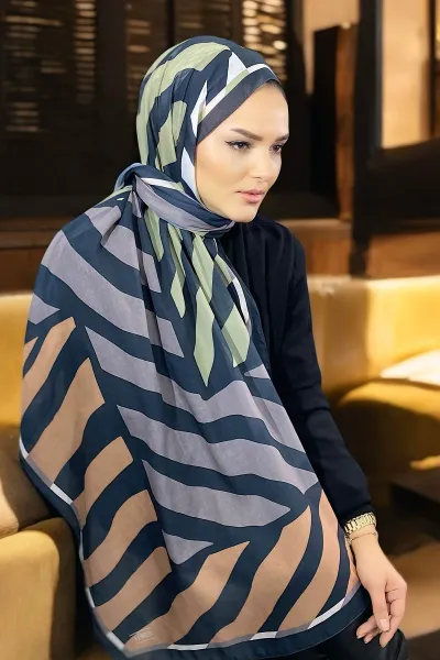 Füme Taba 180X70 cm Dijital Baskı Lorenza Desenli Pamuk Şal 336606