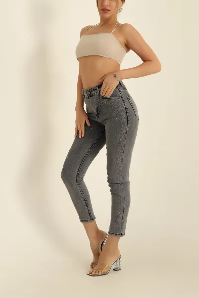 Füme Taşlı Mom Kot Pantolon 279301