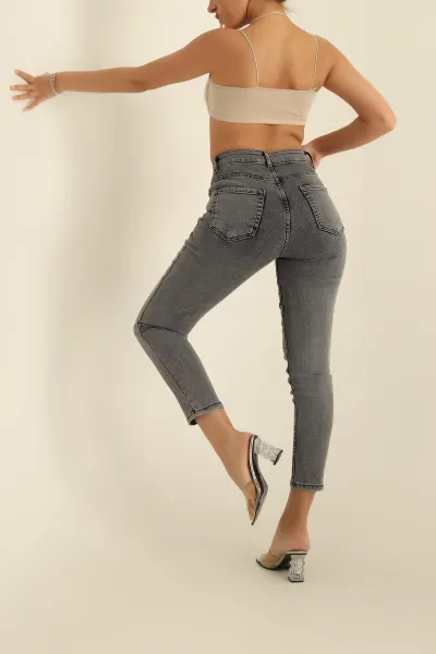 Füme Taşlı Mom Kot Pantolon 279301
