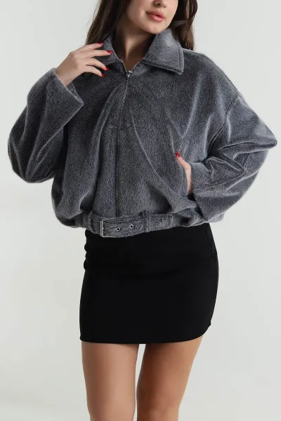 Füme Tokalı Kadın Fox Bomber Mont 496601