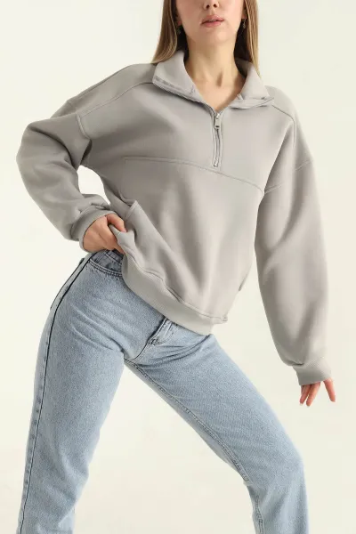 Füme Üç İp İçi Şardonlu Bayan Sweat 312679