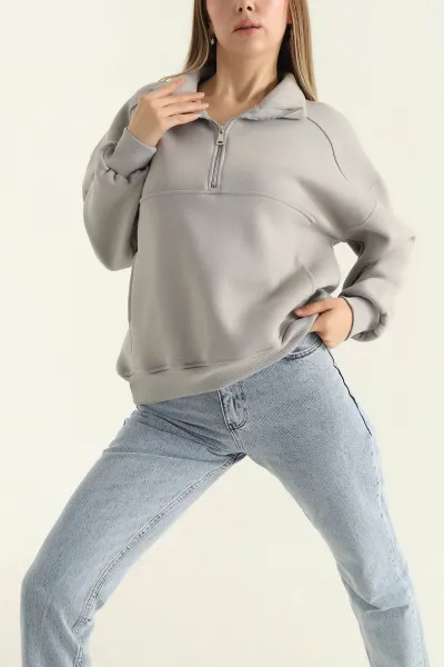 Füme Üç İp İçi Şardonlu Bayan Sweat 312679