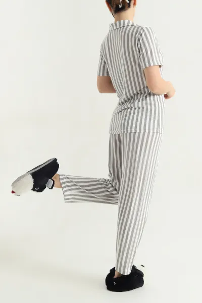 Füme Viskon Düğmeli Kadın Pijama Takımı 341730