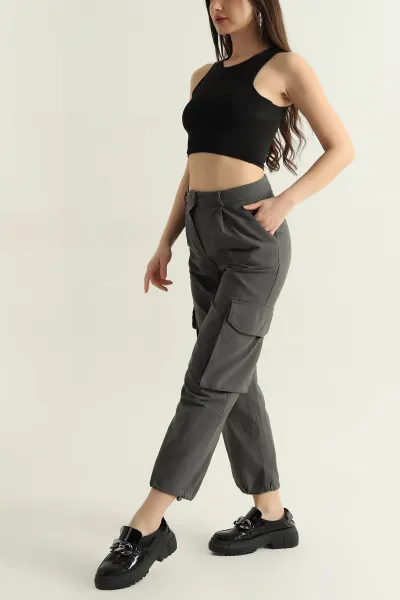 Füme Yağmur Gabardin Kadın Kargo Pantolon 361374