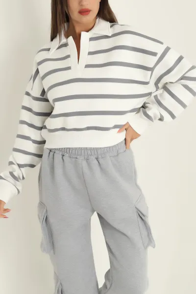 Füme Yakalı İçi Şardonlu Sweat 300665