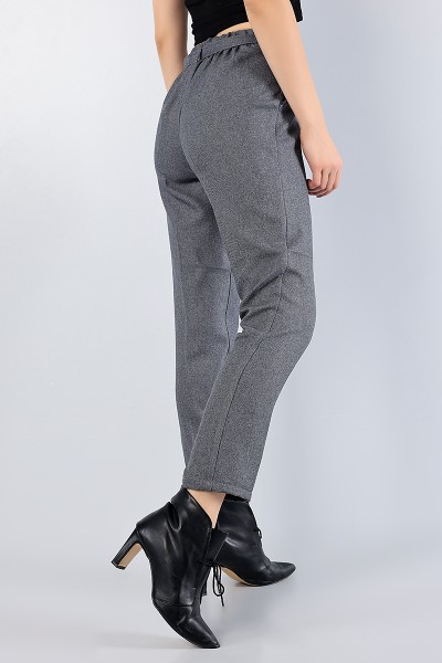 Füme Yün Efekt Kemerli Bayan Pantolon 79448