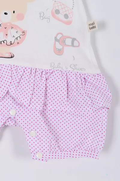 Fuşya (0-12 Ay) Sevimli Ayıcık  Baskılı Kız Bebek Tulum 263896