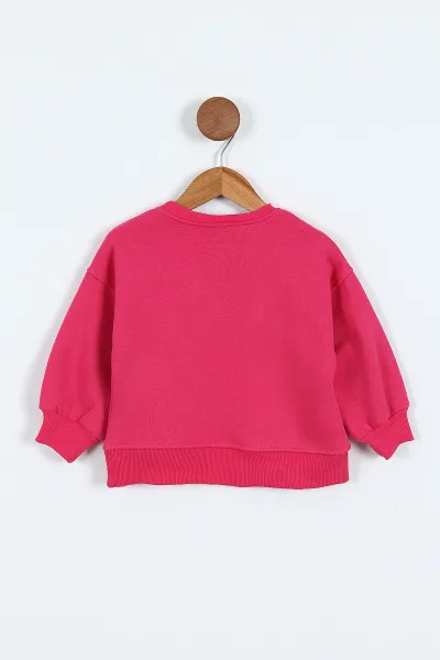 Fuşya (0-4 Yaş) Fiyonk Detaylı  3  İp Şardonlu Kız Çocuk Sweatshirt 415020