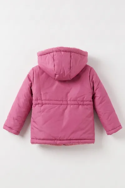 Fuşya (1-5 Yaş) Belden İpli Kapüşonlu Kız Çocuk Mont 495817