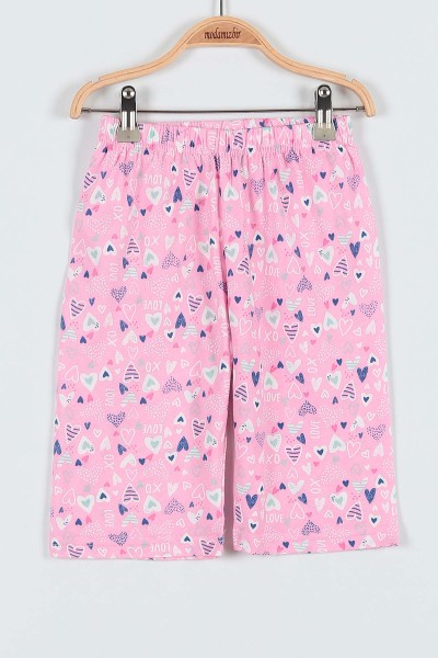 Fuşya (10-12 Yaş) Pink Baskılı Kaprili KIz Çocuk Pijama Takımı 182031