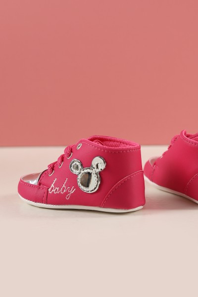 Fuşya (18-19 Pappa) Baby Nakışlı Aynalı İlk Adım Kız Bebe Ayakkabısı 215415