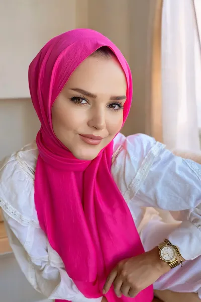 Fuşya 180x70 Pamuk Kraş Kırışmaz Şal 270788