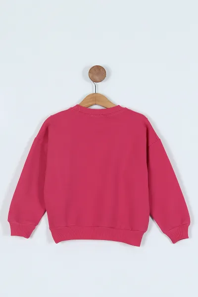 Fuşya (2-6 Yaş)  Çicek Baskılı Kız Çocuk Sweatshirt 236267