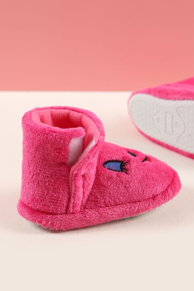 Fuşya (21-24) Nakışlı Cırtlı Boğazlı Kız Bebe Panduf 200593