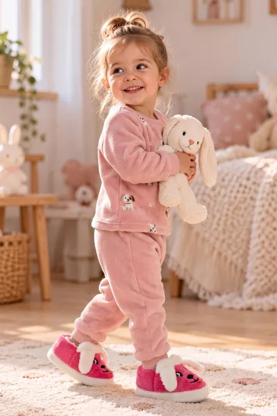 Fuşya ( 21 - 24 ) Peluş Figürlü Kız Bebek Panduf 494638