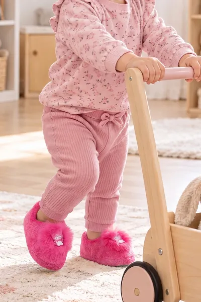 Fuşya ( 21 - 24 ) Peluş Figürlü Kız Bebek Panduf 495173