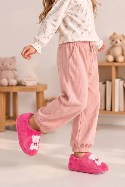 Fuşya ( 29 - 34 ) Peluş Figürlü Çocuk Panduf 496299