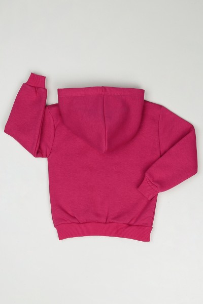 Fuşya (3-12 Yaş) Star Baskılı İçi Şardonlu Kız Çocuk Sweatshirt 90771