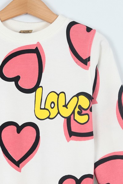 Fuşya (3-6 Yaş) Kalp Love Baskılı iki İp Kız çocuk Takım 216575