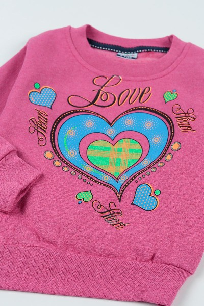 Fuşya (3-7 Yaş) Love Baskılı Kız Çocuk Sweatshirt 92595