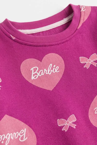Fuşya (3-8 Yaş)Barbie Baskılı 3 İp Şardonlu Kız Çocuk Takım 486345