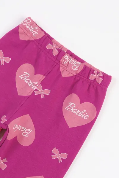 Fuşya (3-8 Yaş)Barbie Baskılı 3 İp Şardonlu Kız Çocuk Takım 486345