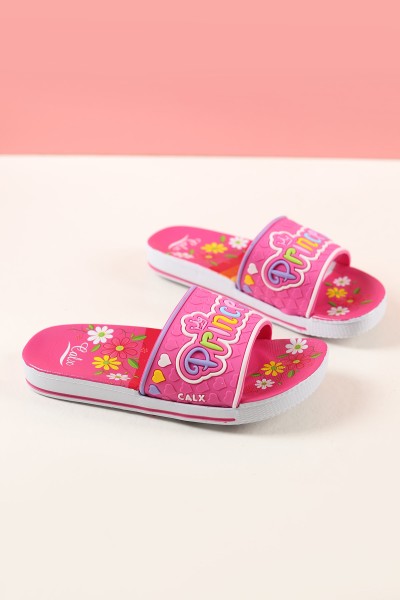 Fuşya (31-35 Filet) Princess Çiçek Motifli Kız Çocuk Terlik 189587