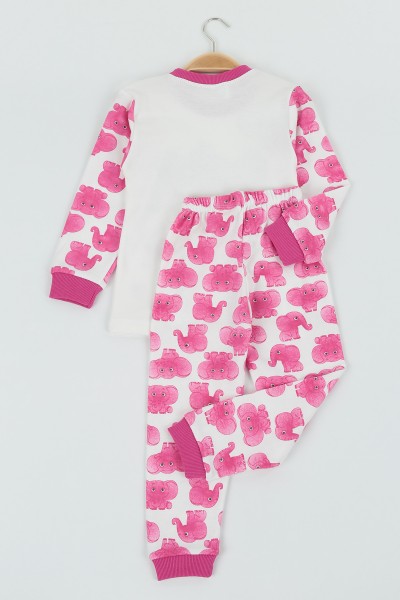 Fuşya (4-6 Yaş) Fil Baskılı Kız Çocuk Pijama Takım 132847