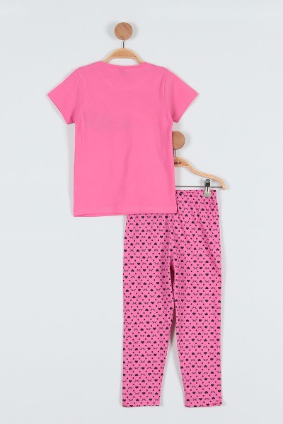 Fuşya (4-6 Yaş) Love Baskılı Kız Çocuk Pijama takım 186839