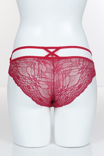 Fuşya 4187 Bikini Ön Üst Tül Alt ve Arka Bant Üst Çapraz İpler Külot 102427