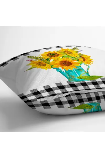 Sarı 43x43 Dijital Baskılı Fermuarlı Modern Kırlent Kılıfı 272781