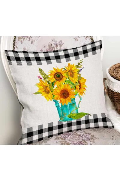 Sarı 43x43 Dijital Baskılı Fermuarlı Modern Kırlent Kılıfı 272781