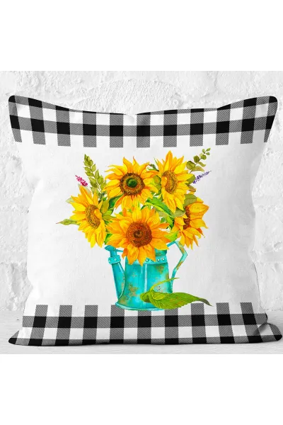 Sarı 43x43 Dijital Baskılı Fermuarlı Modern Kırlent Kılıfı 272781