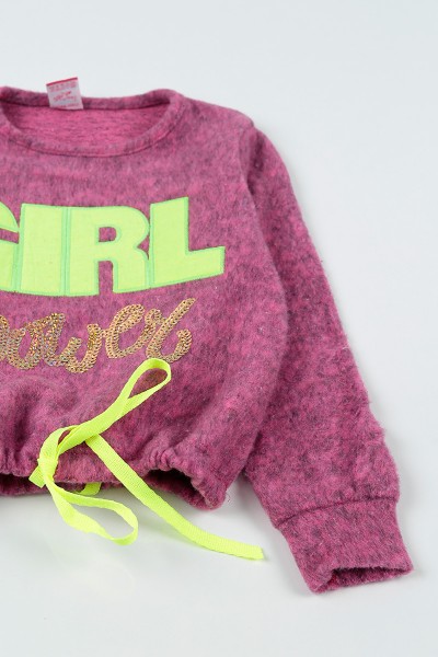 Fuşya (5-8 Yaş) Girl Baskılı Dışı Yumoş Kız Çocuk Sweatshirt 92814