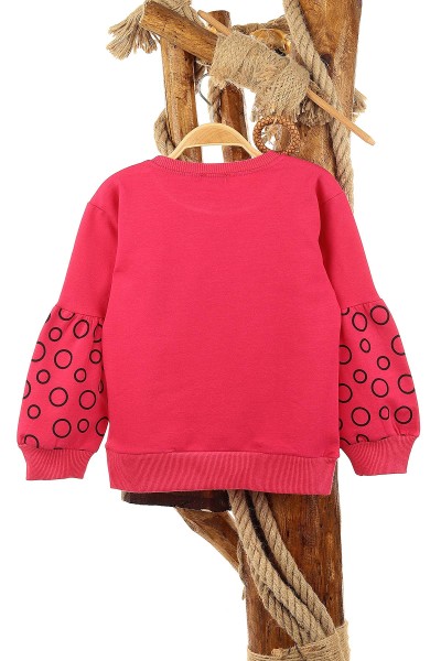 Fuşya (5-8 Yaş) Kolu Halka Baskılı İki İp Şardonlu Kız Çocuk Sweat 151573