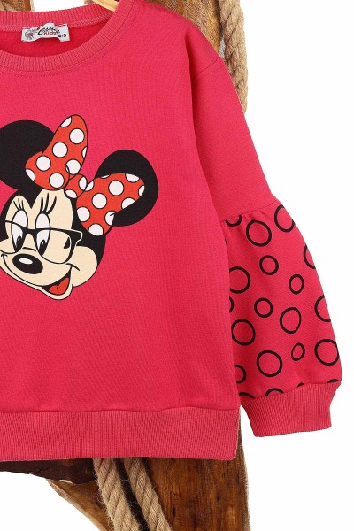 Fuşya (5-8 Yaş) Kolu Halka Baskılı İki İp Şardonlu Kız Çocuk Sweat 151573