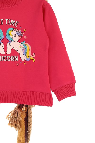 Fuşya (5-8 Yaş) Part Tıme Baskılı İki İp Şardonlu Kız Çocuk Sweat 151585