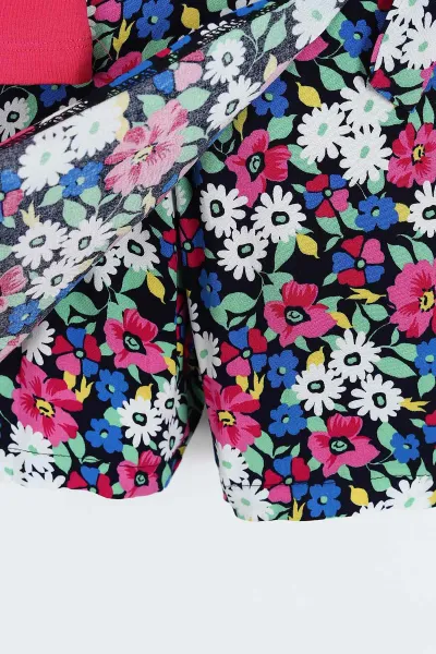 Fuşya (6-14 Yaş)Summer Day Baskılı Çiçekli  Şort Etekli  Kız Çocuk Yazlık Takım 342711