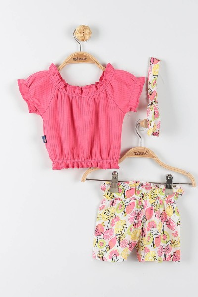 Fuşya (6-24 Ay) Flamingo Desenli Kız Bebek Takım 175718