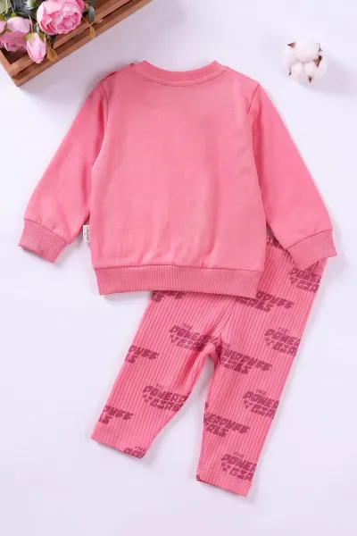 Fuşya (6-24 Ay) Karakter Baskılı Fitilli Taytlı 2'li Kız Bebek Takım 472681