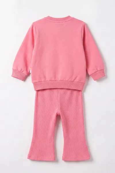 Fuşya (6-24 Ay) Karakter Baskılı Sweat ve Fitilli İspanyol  Taytlı   Kız Bebek 2'li  Takım 472654