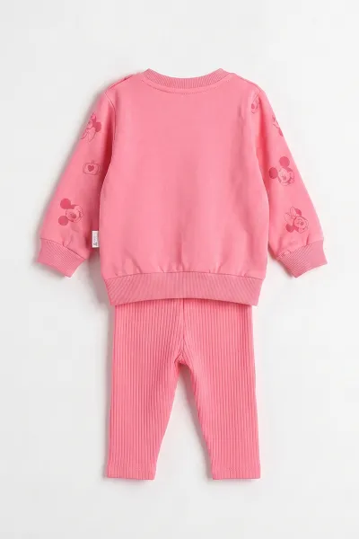Fuşya (6-24 Ay) Süzene Karakter Nakışlı  Sweat ve Fitilli   Taytlı   Kız Bebek 2'li  Takım 472662