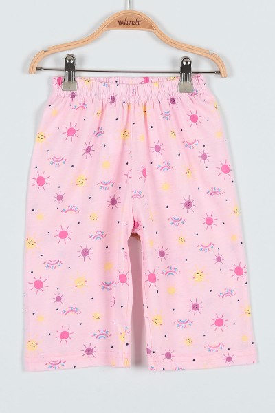 Fuşya (7-9 Yaş) Happıness Sun Baskılı Kaprili KIz Çocuk Pijama Takımı 182008
