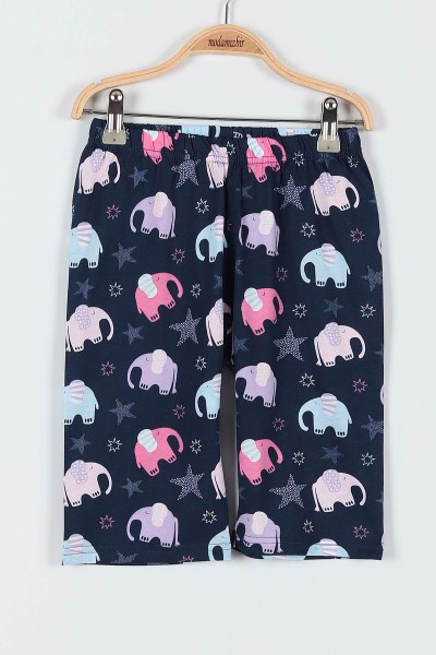 Fuşya (7-9 Yaş) Yıldız Fil Baskılı Kaprili KIz Çocuk Pijama Takımı 182016