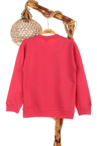 Fuşya (9-12 Yaş) Happy Baskılı Kız Çocuk Sweat 150987