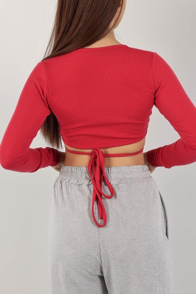 Fuşya Bağlamalı Crop Bluz 133881